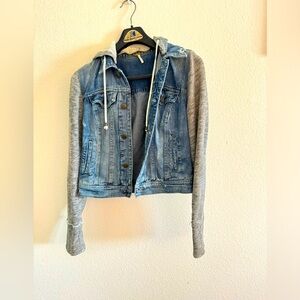 Denim jacket with hood
